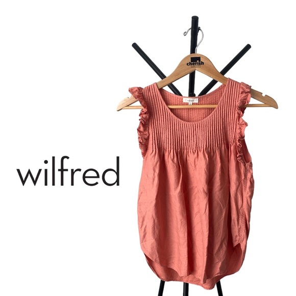 WILFRED ARITZIA Coral Sleeveless Top | Ruffles | Side Slit | Small - Picture 1 of 8